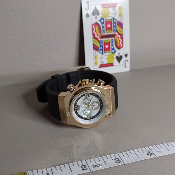 Untested Accutime Gold Tone And Black Watch - Picture 2 of 6